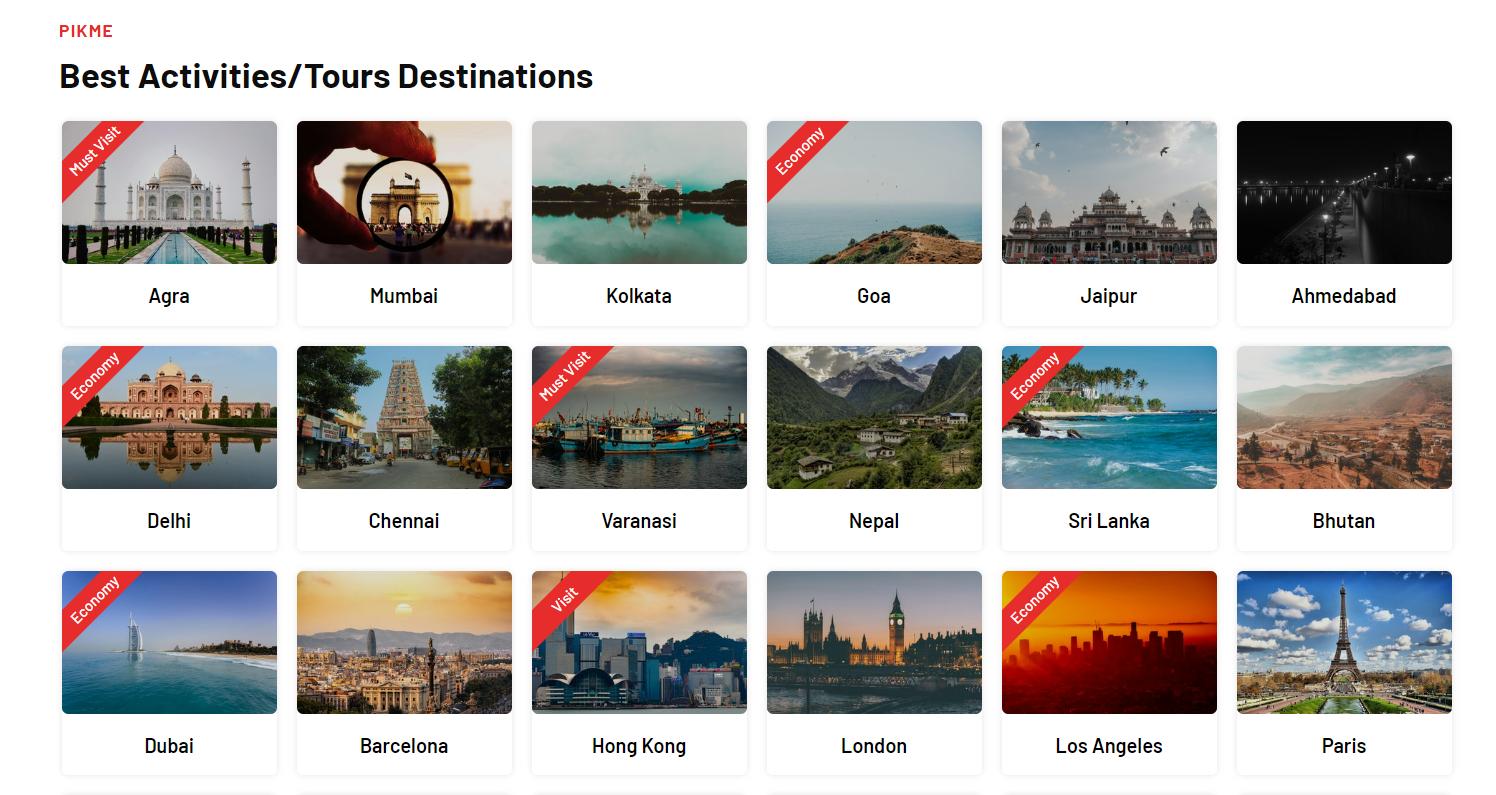 Choose Your Desired Travel and Tour Activity Destination on Pikme